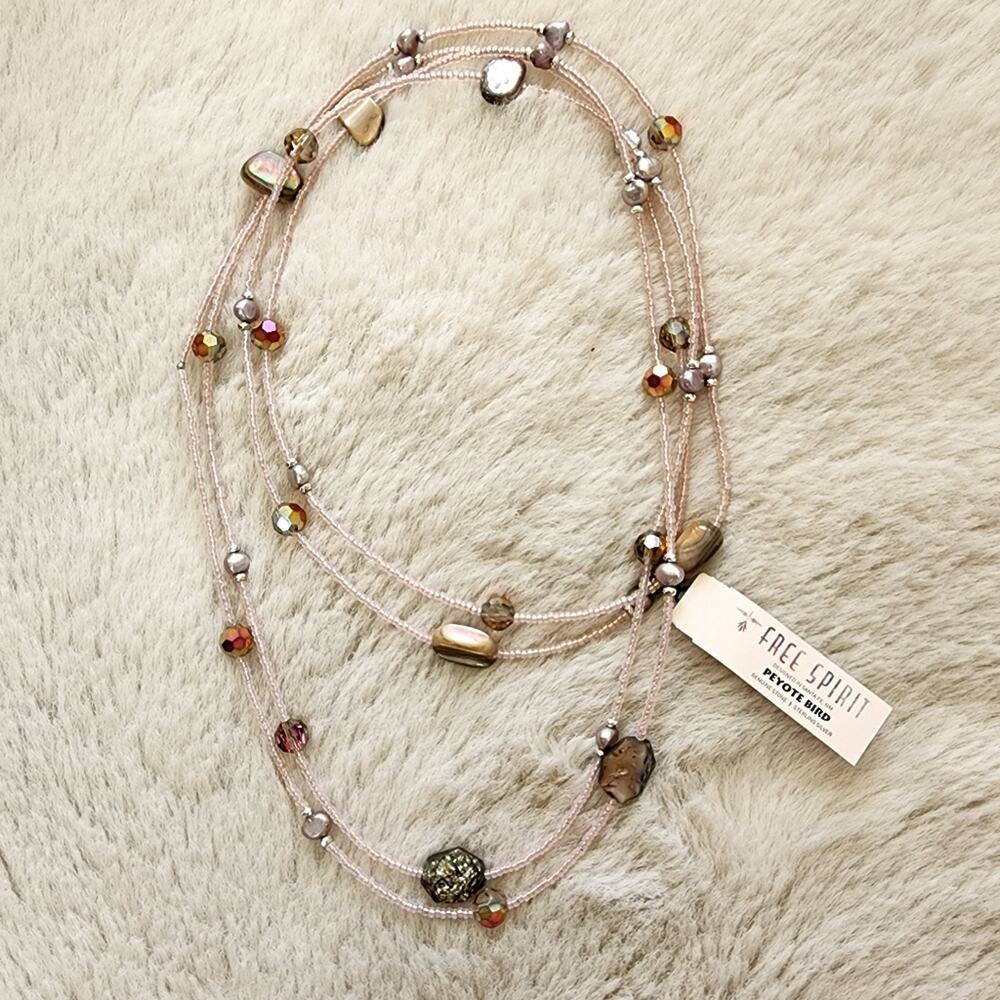 Peyote Bird Sterling Silver Abalone Shell Multi-Gemstone Long Necklace NWT